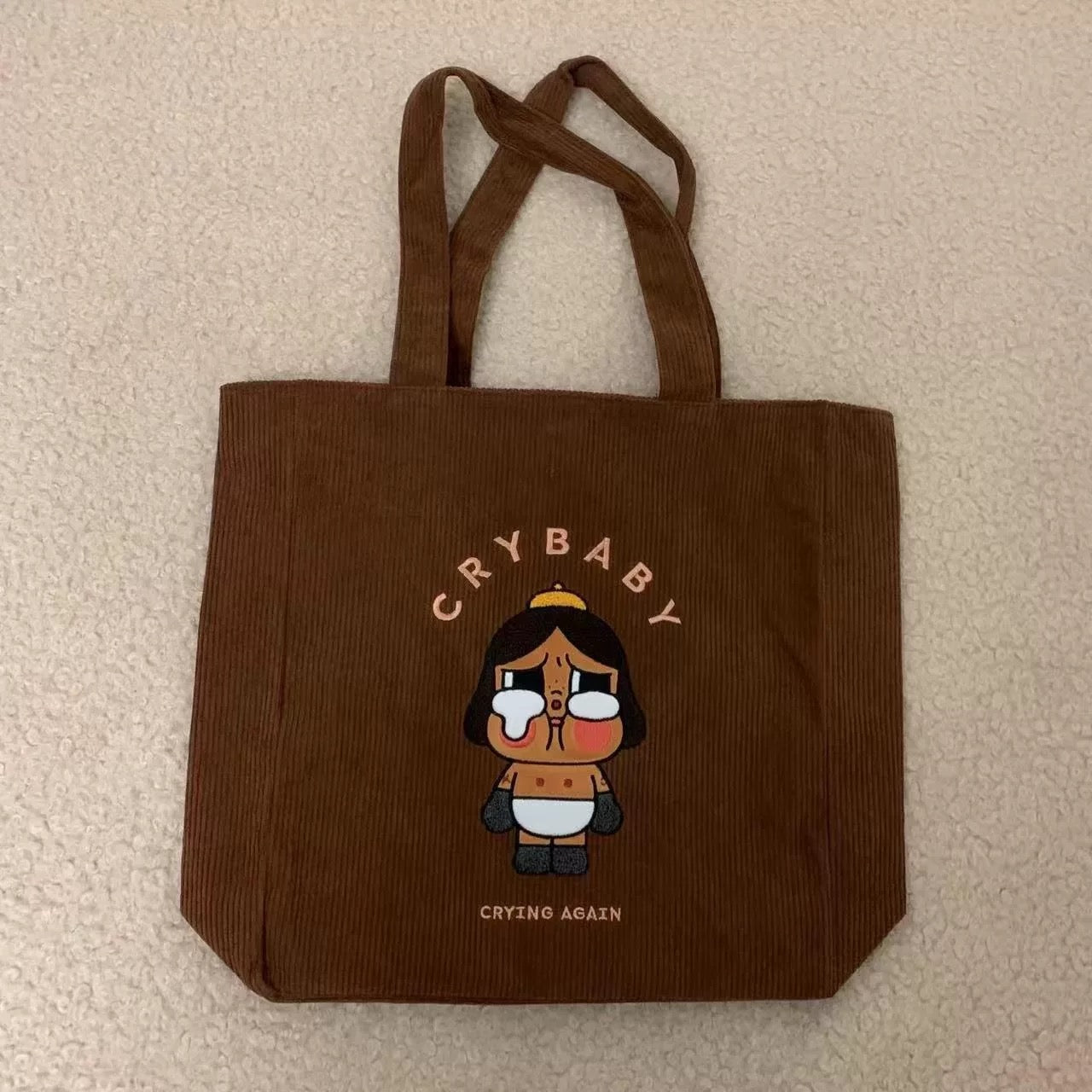 POP MART Crybaby Corduroy Tote Bag-Preorder