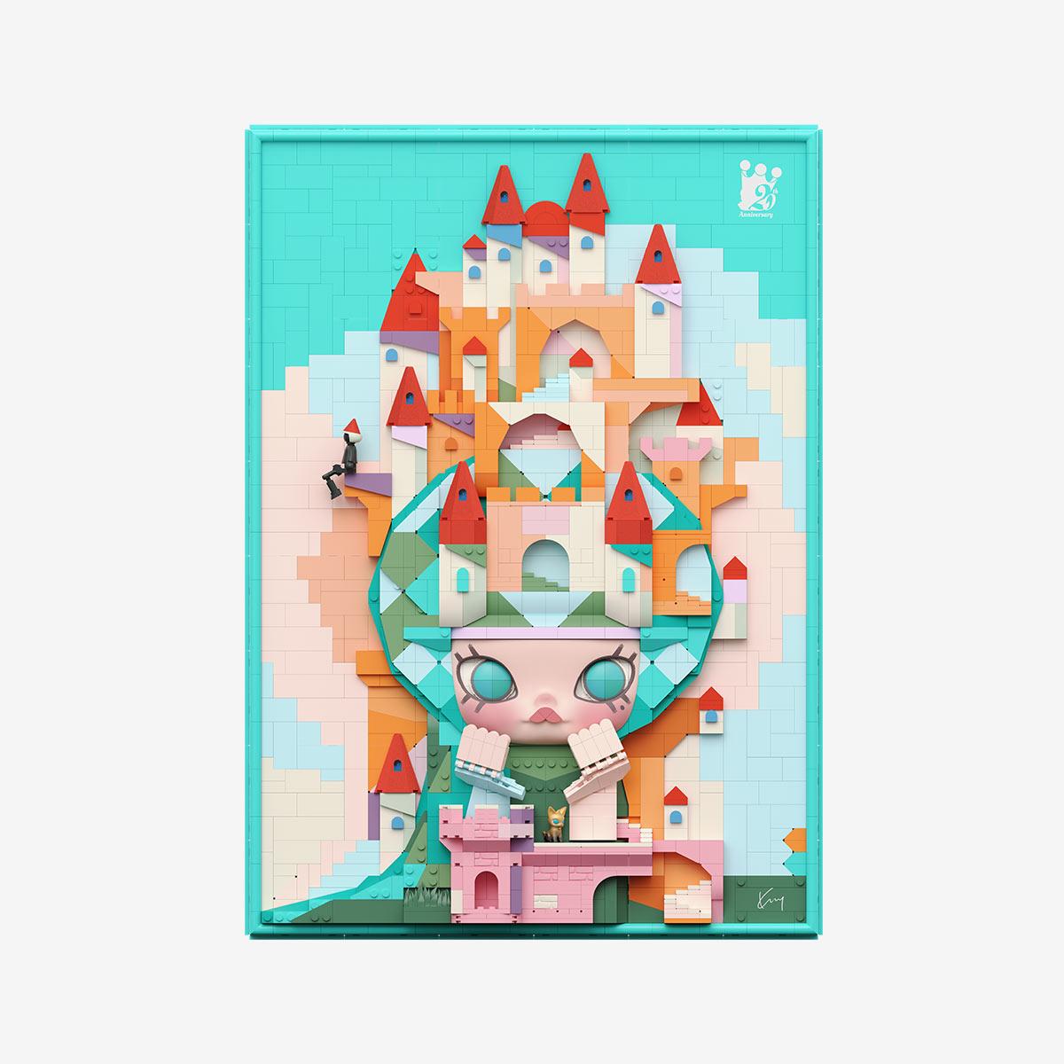 MOLLY Lost Triceratops Building Block Art